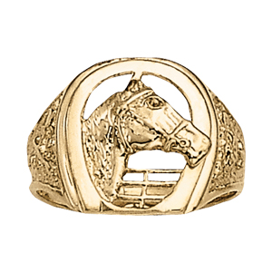 Men's Racehorse Horseshoe Ring