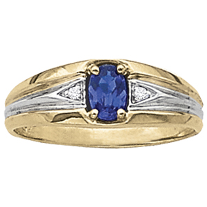 GENTS RING COLOR-CENTER RHODIUMED