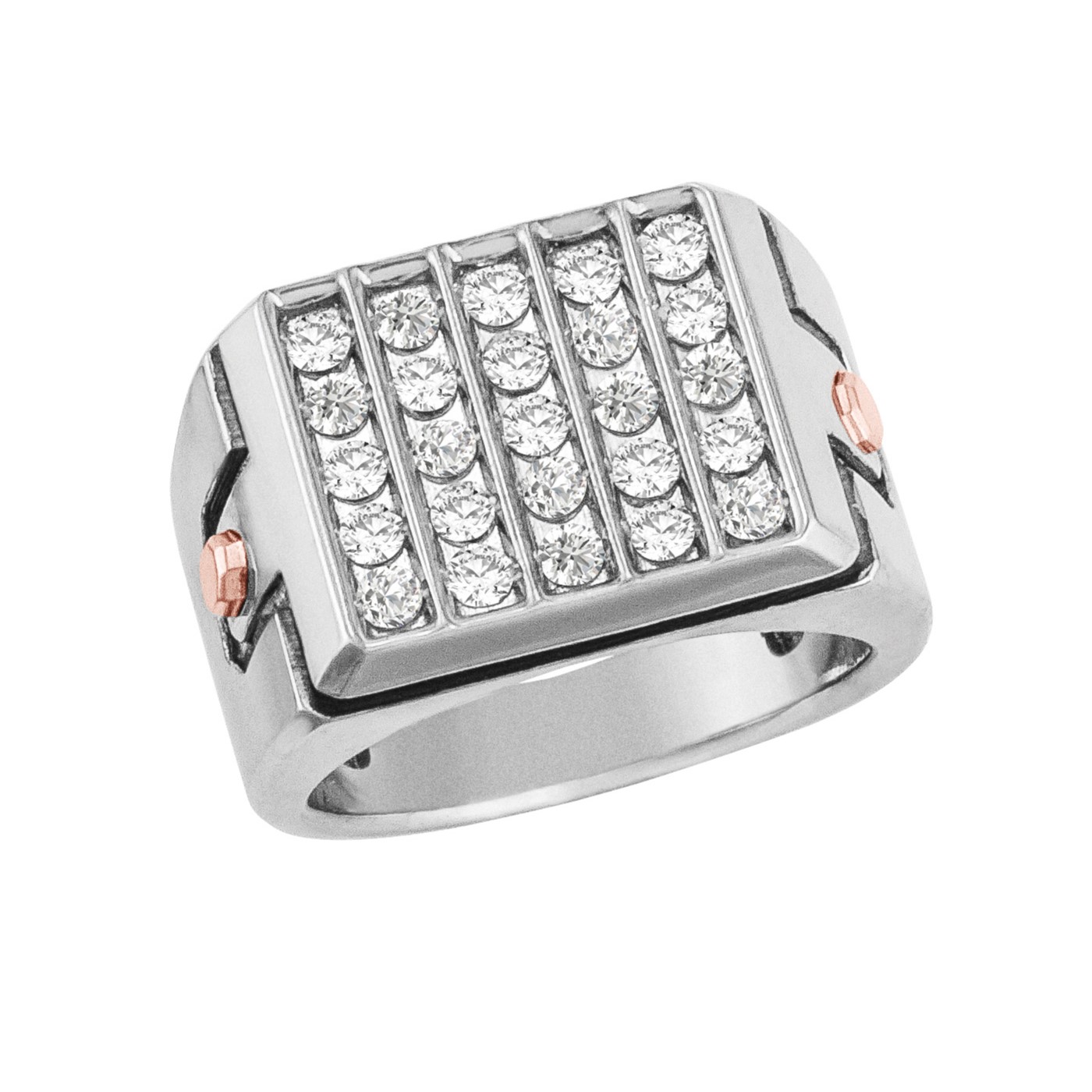 GENTS TWO TONE CLUSTER DIAMOND BAN