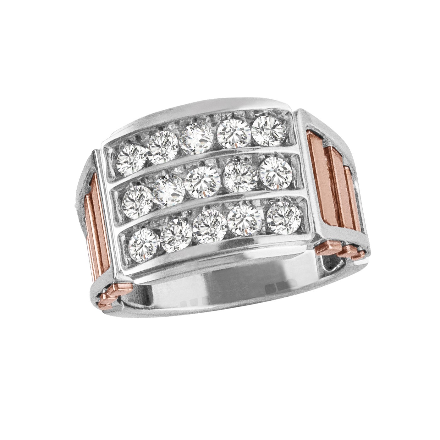 GENTS TWO TONE CLUSTER DIAMOND BAN