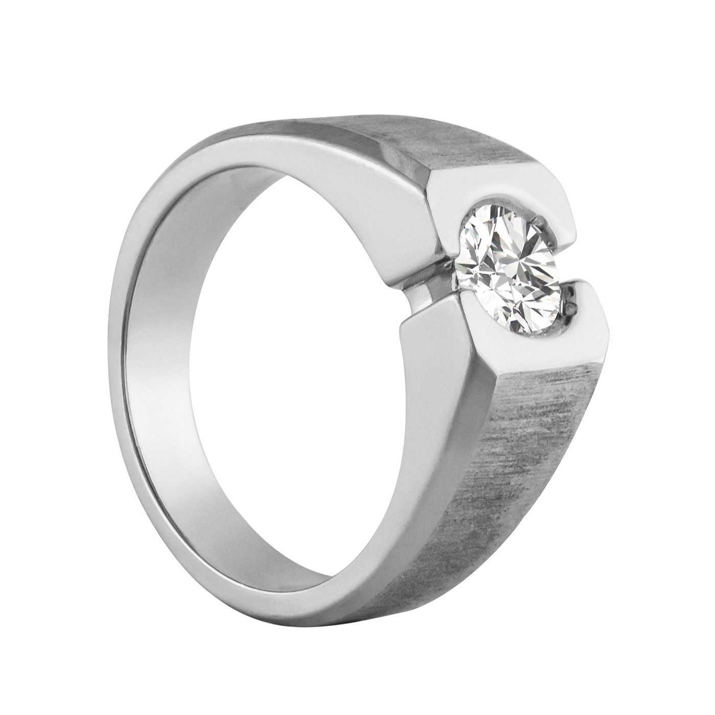 GENTS SOLITAIRE RING SATIN FINISH