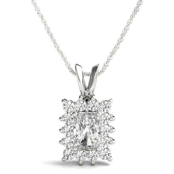 Emerald Cut Halo Pendant