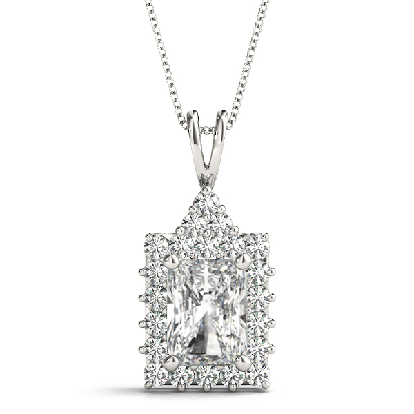 Emerald Cut Halo Pendant
