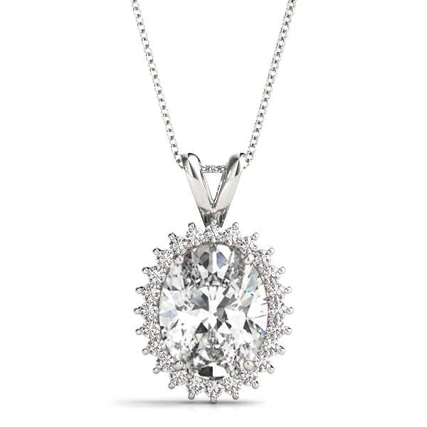 Oval Shape Halo Pendant