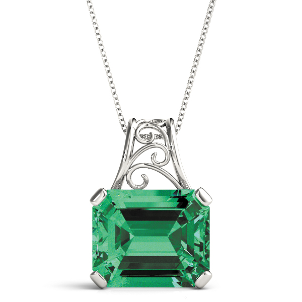 Emerald-Cut Filigree Pendant