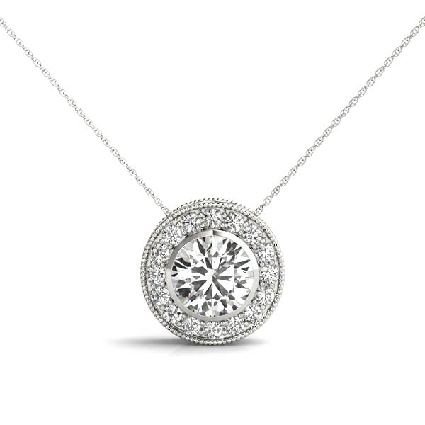 Vintage-Inspired Round Halo Bezel Set Pendant