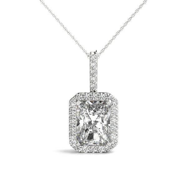 Emerald Cut Halo Pendant