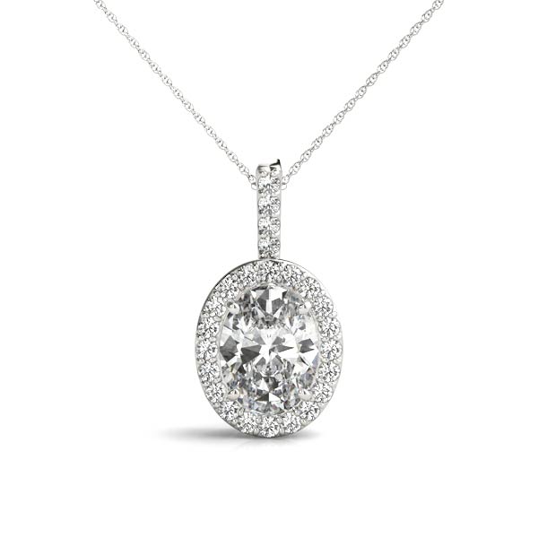 Accented Oval Halo Pendant