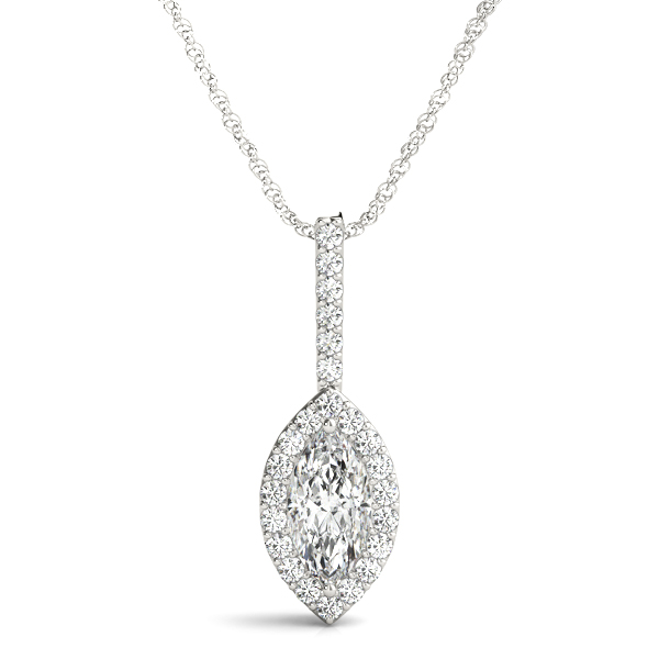 Marquise Shape Halo Pendant