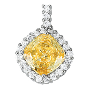 Cushion Shape Halo Color Pendant
