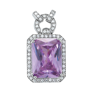 Emerald Cut Halo Color Pendent