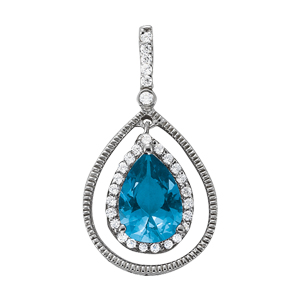 Pear Shape Halo Color Pendant
