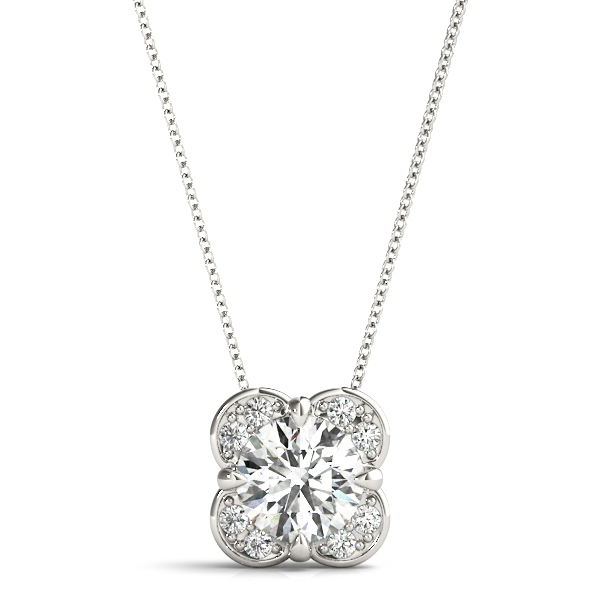 Prong Set Round Halo Pendant