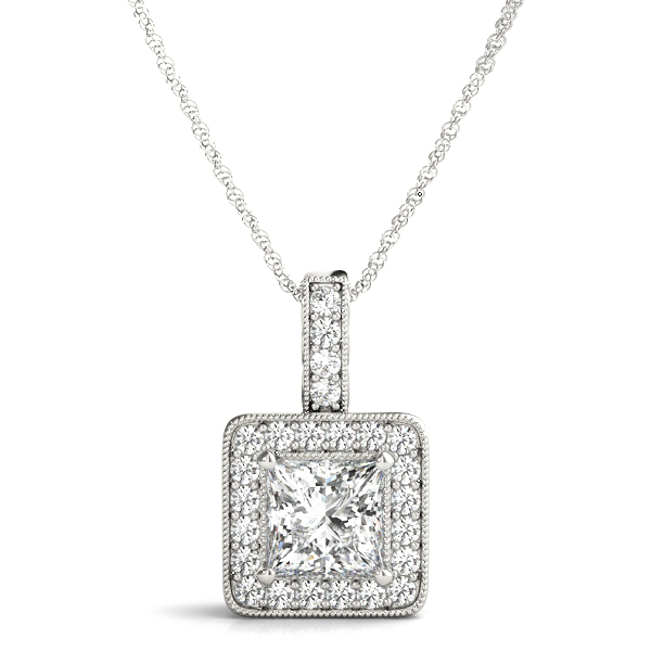 Vintage Milgrain Halo Pendant