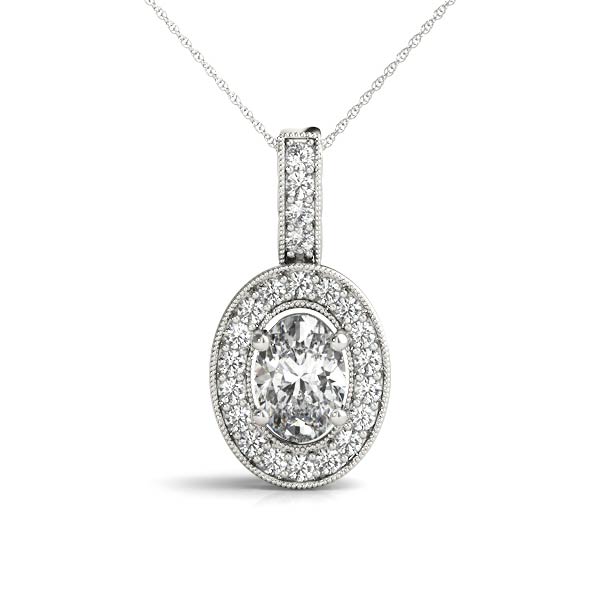 Oval Shape Halo Pendant