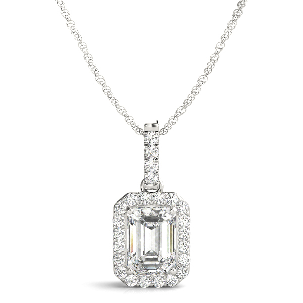 Emerald Cut Halo Pendant