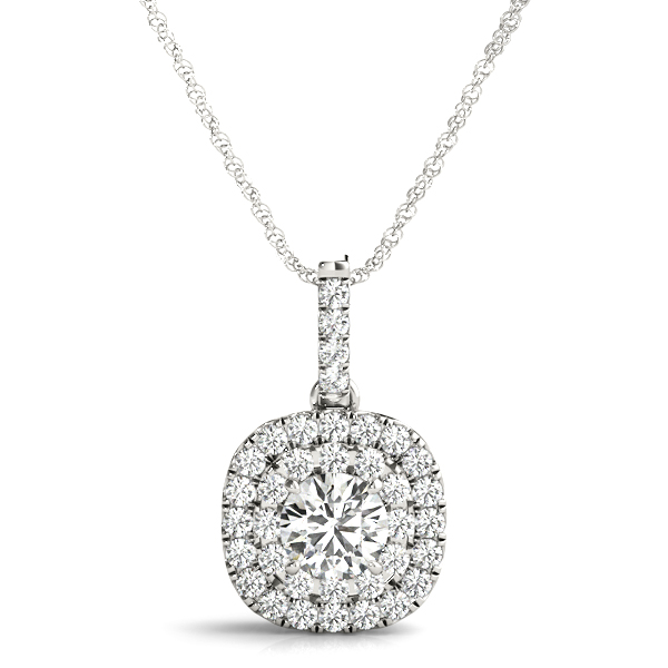 Double Halo Cushion Shape Pendant