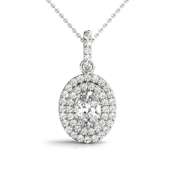 Oval Shape Double Halo Pendant