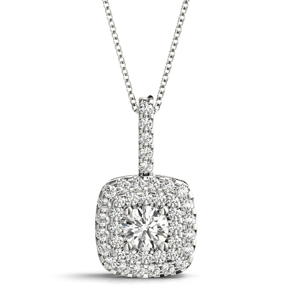 Double Halo Cushion Shape Pendant