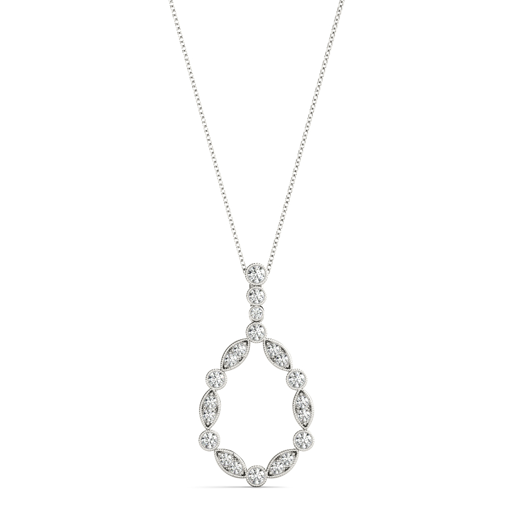 Pear Shape Bezel Set Miligrain Fashion Pendant
