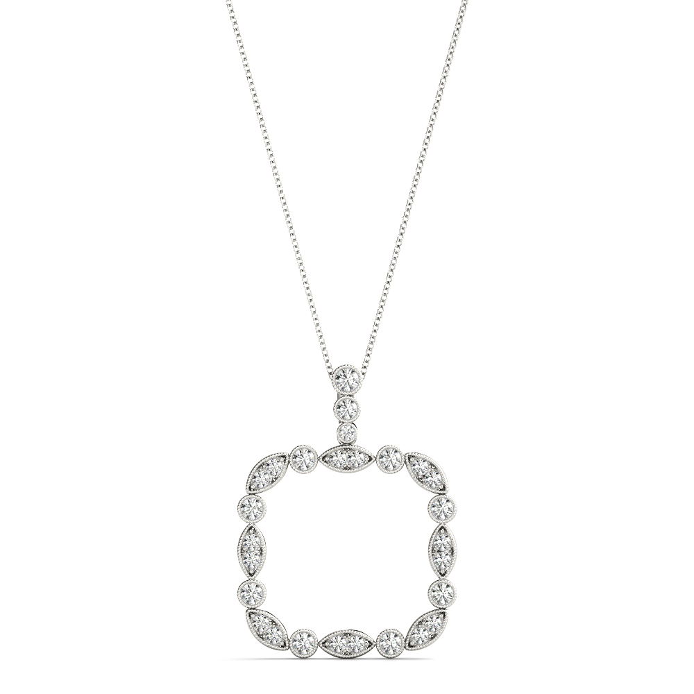 Square Fancy Shaped Bezel Set Miligrain Fashion Pendant