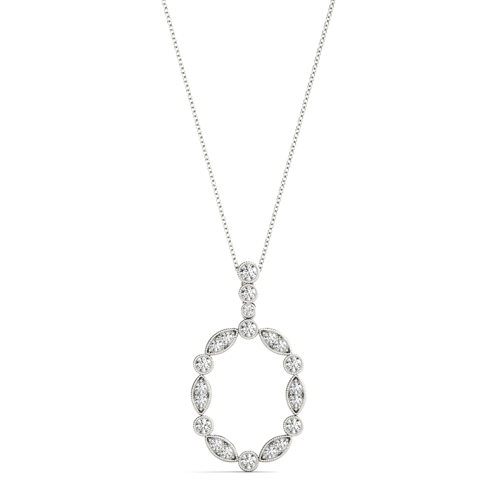 Oval Shape Bezel Set Miligrain Fashion Pendant