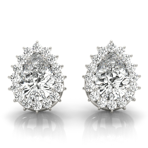 Pear Halo Studs