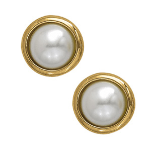 Bezel Set Pearl Earrings