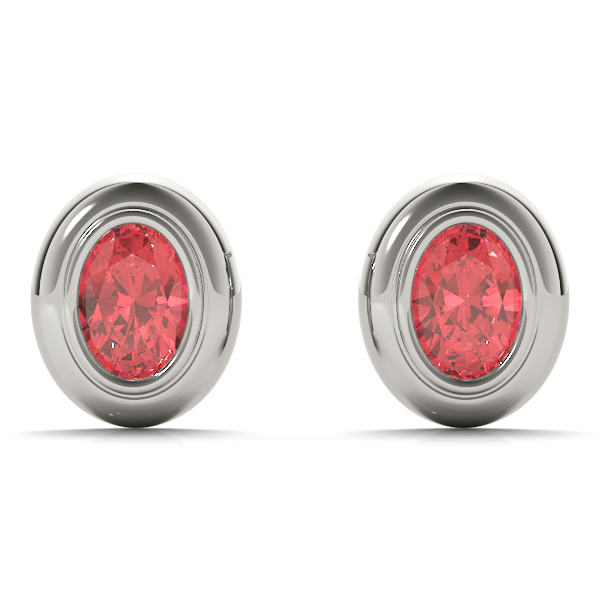 Bezel Set Oval Earrings