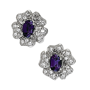 Oval Shape Flower Stud Earrings