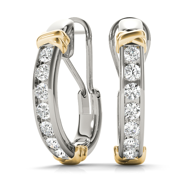 Channel Set J-Hoop Earrings