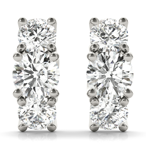 3-Stone Prong Set Curved Earrings