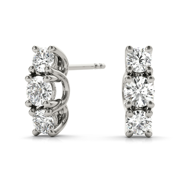 3-Stone Prong Set Curved Earrings