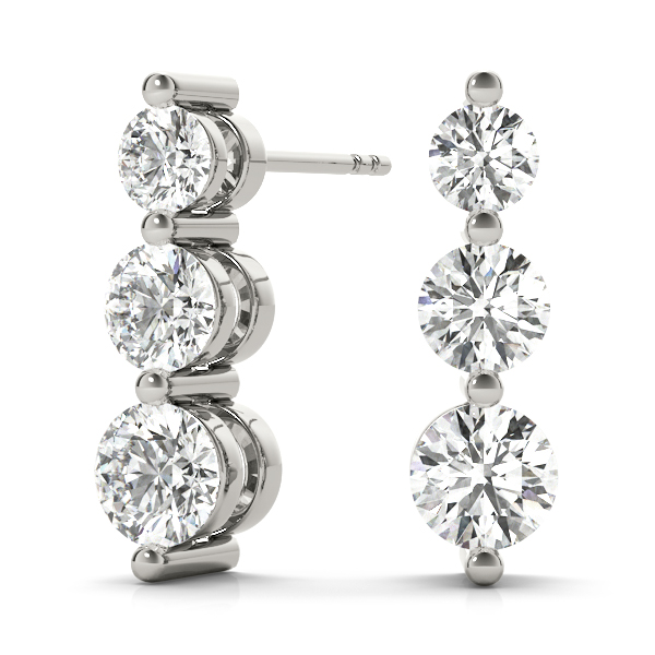 Single Shared Prong Drop Earrings