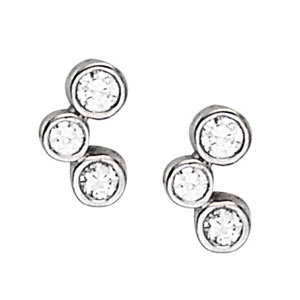 3-Stone Bezel Set Earrings