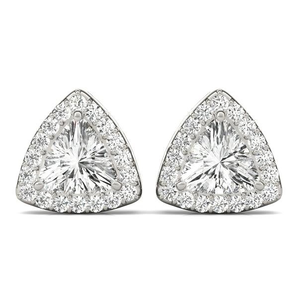 Halo Trillion Cut Stud Earrings