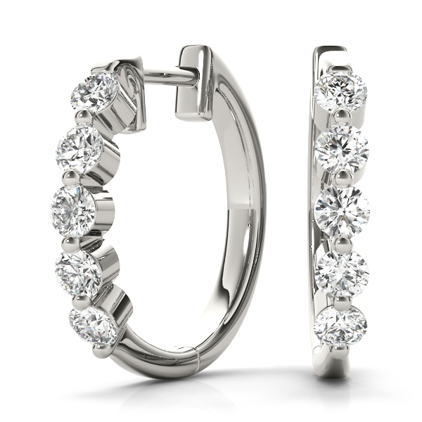Diamond Shared-Prong Huggie Earrings