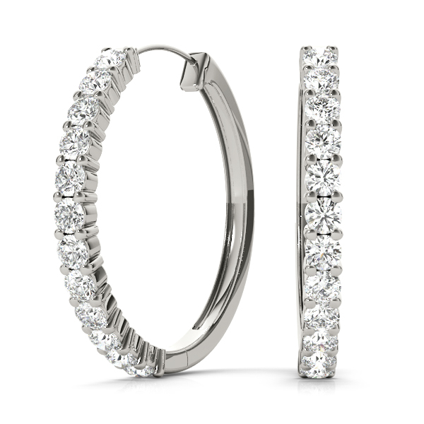 Shared Prong Diamond Hoop Earrings