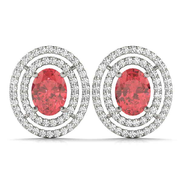 Double Halo Oval Earrings