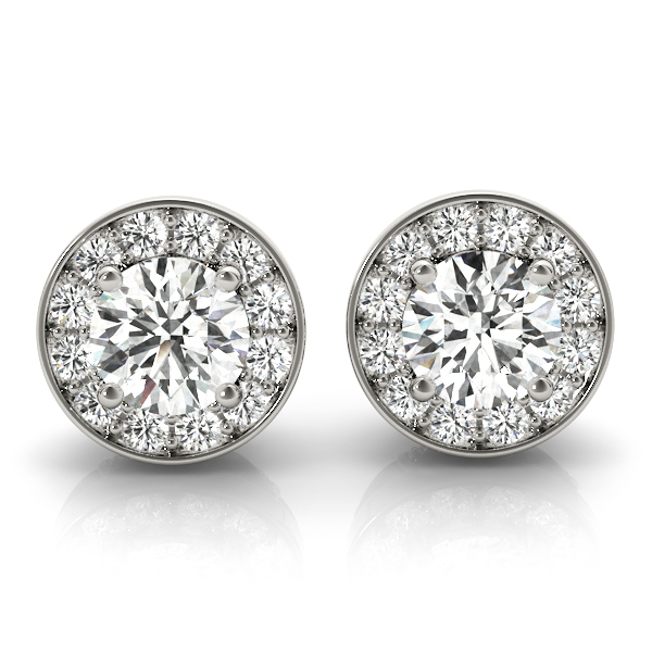Round Halo Accented Earrings