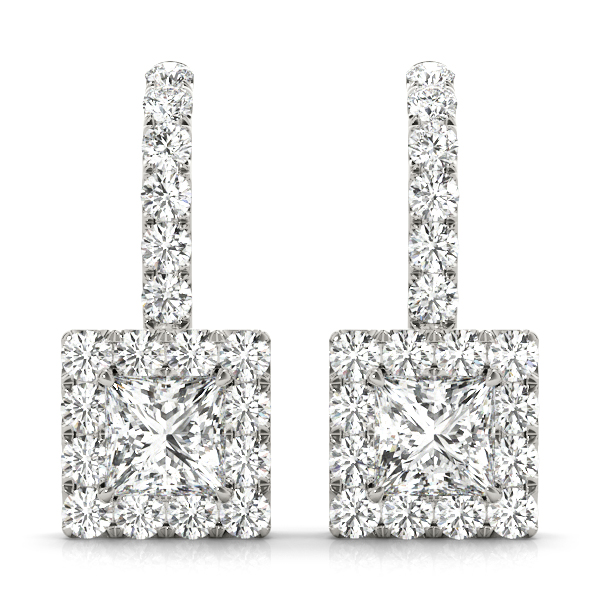Square Halo Drop Earrings