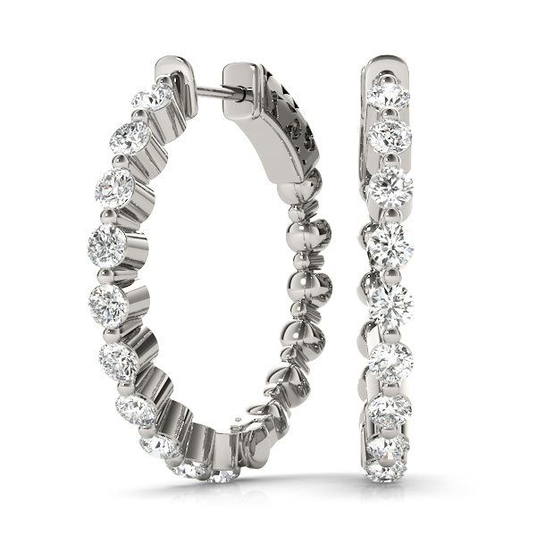 Single Shared Prong Vault Lock Hoop Earrings