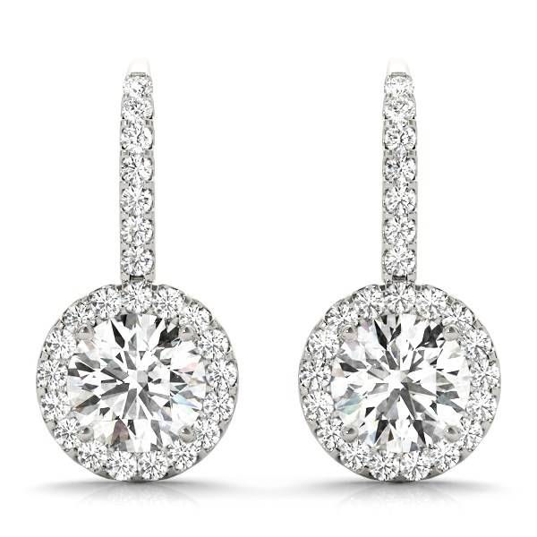 Diamond Halo Drop Earrings