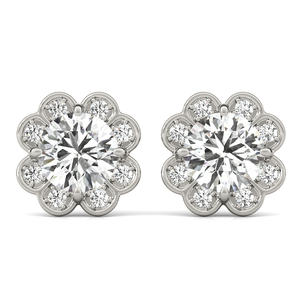 Round Floral Halo Studs