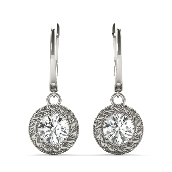 Vintage Single Stone Milgrain Filigree Earrings