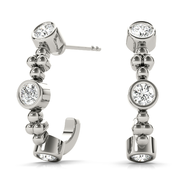 Bezel Set J-Hoop Earrings