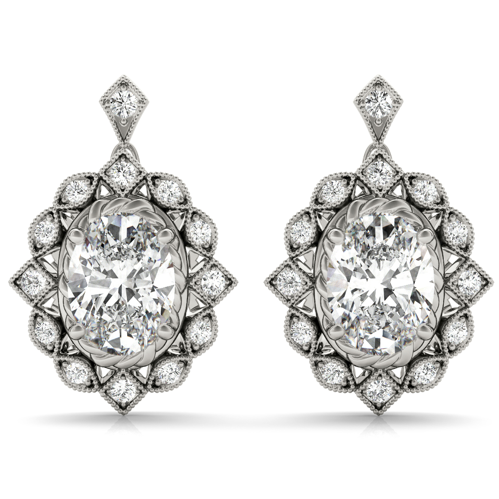 Vintage Inspired Oval Drop Earrings