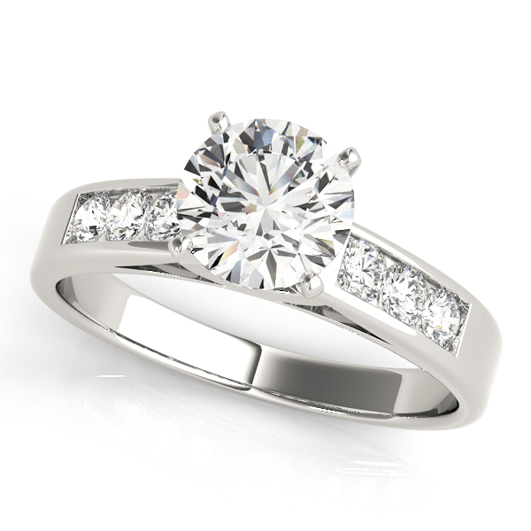 Single Row Channel Set Peg Head Engagement Ring