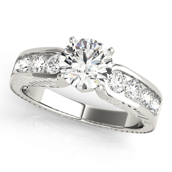 Antique Channel Set Peg Head Engagement Ring