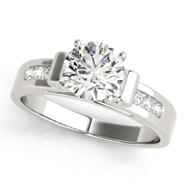 Single Row Channel Set Peg Head Engagement Ring
